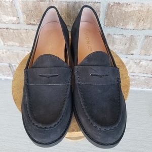 Black Suede Vionic Penny Loafers